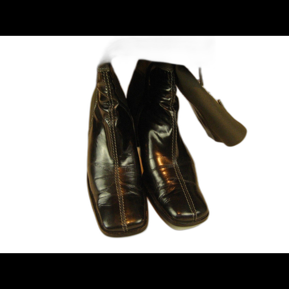 CLAUDIA CIUTI Black Patent Leather/Suede High-Heeled Boots sz 6.5M